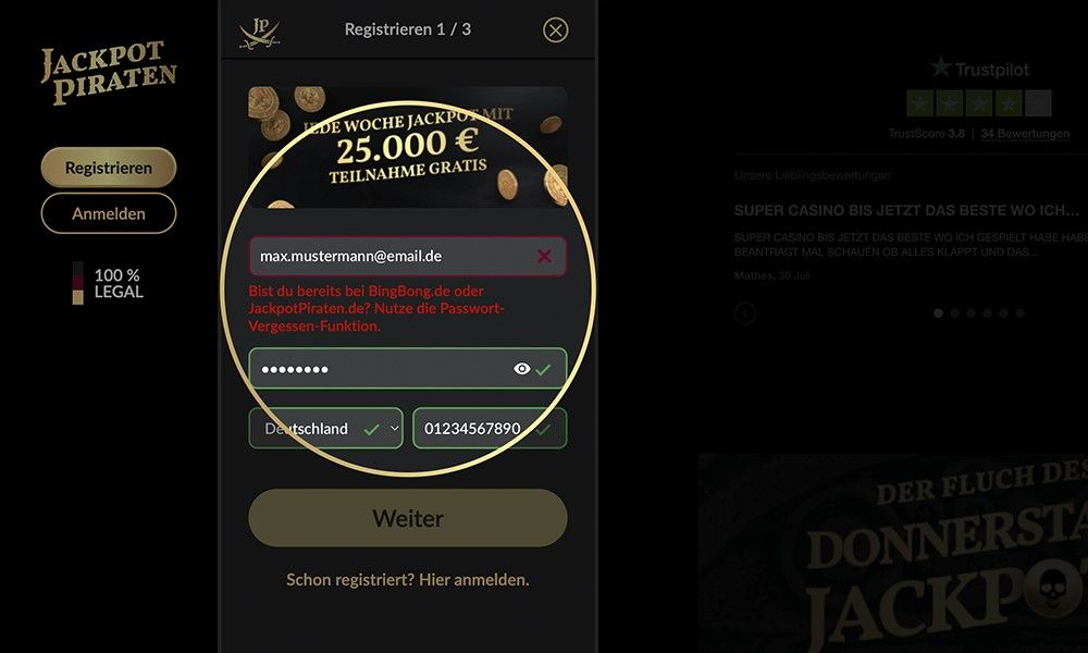 jackpot pirates-error message-registration-bingbong-login details